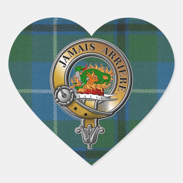 Douglas Tartan & Badge Hjärtformat Klistermärke (Framsida)