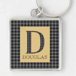 Douglas Tartan Monogram D  Fyrkantig Silverfärgad Nyckelring
