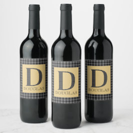 Douglas Tartan Monogram D Vinflaska Etikett