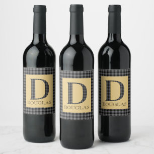 Douglas Tartan Monogram D Vinflaska Etikett