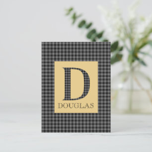 Douglas Tartan Monogram D Vykort