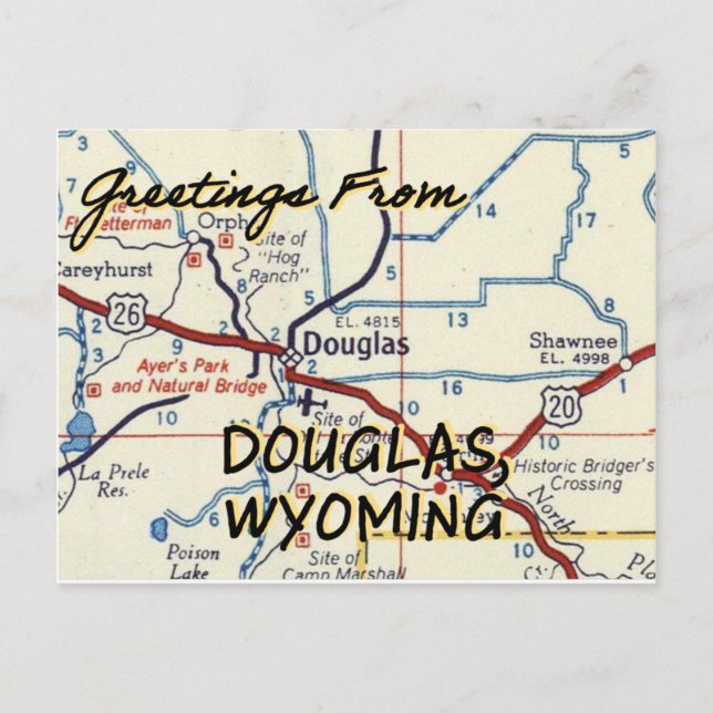 Douglas Wyoming Vintage Karta Vykort (Framsida)