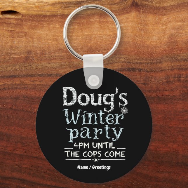 Dougs Vinterfest, 15 februari, 16:00 Roligt Nyckelring (Framsida)