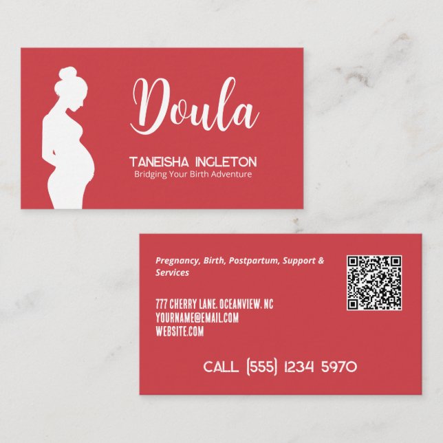 Doula Anpassad QR Visitkort (Fram/baksida)