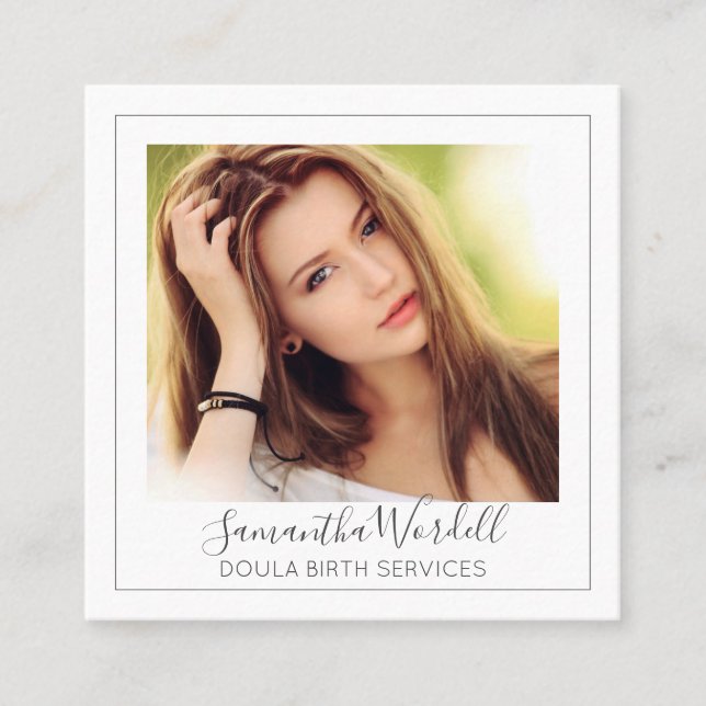 Doula Anpassningsbar Photo Affärskort Fyrkantigt Visitkort (Framsida)