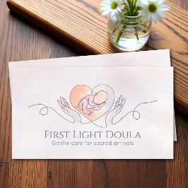 Doula - Birth Coach - Line Art and Watercolor Visitkort