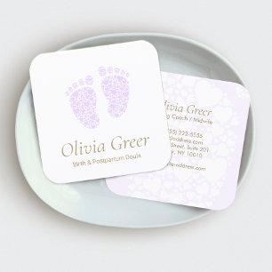 Doula Birth Coach Postnatal Nurse Baby Feet Fyrkantigt Visitkort