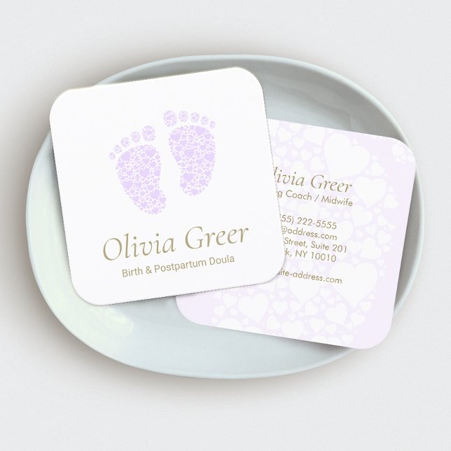 Doula Birth Coach Postnatal Nurse Baby Feet Fyrkantigt Visitkort (Skapare uppladdad)
