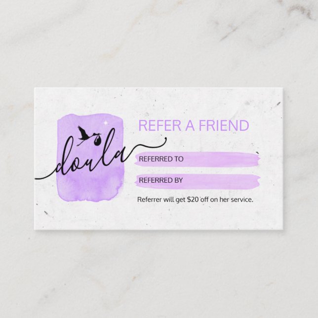 Doula Birth Coach REFER A FRIEND Visitkort (Framsida)
