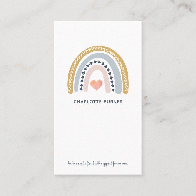 Doula Birth Coach Watercolor Rainbow Visitkort (Framsida)