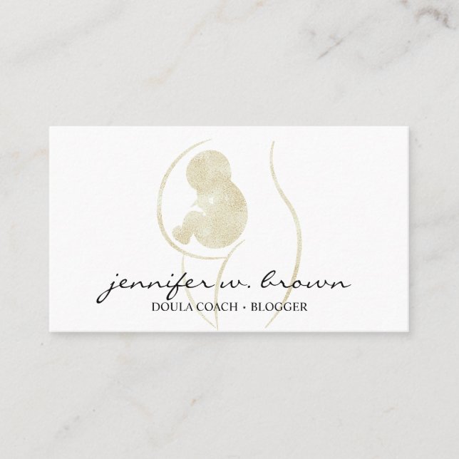 Doula Birth School Pregant Guld Baby Newborn Visitkort (Framsida)