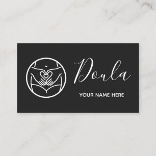 Doula Black & White Minimalistic Midfru Birthing Visitkort