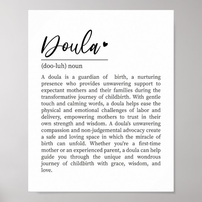 Doula Definition, Doula Gift, närvarande för Doula Poster (Framsidan)