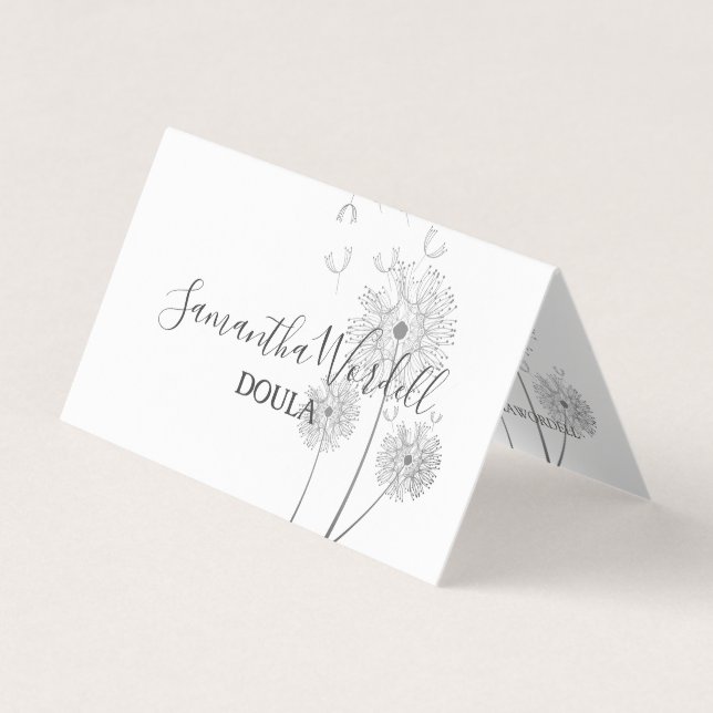 Doula eller Midfru Illustrated Flower Visitkort (Framsida)