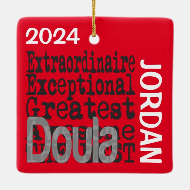 Doula Extraordinaire ANPASSNINGSBAR Julgransprydnad Keramik (Baksida)