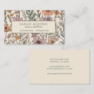 Doula Floral Vilda Blommor Mönster Visitenkort Visitkort
