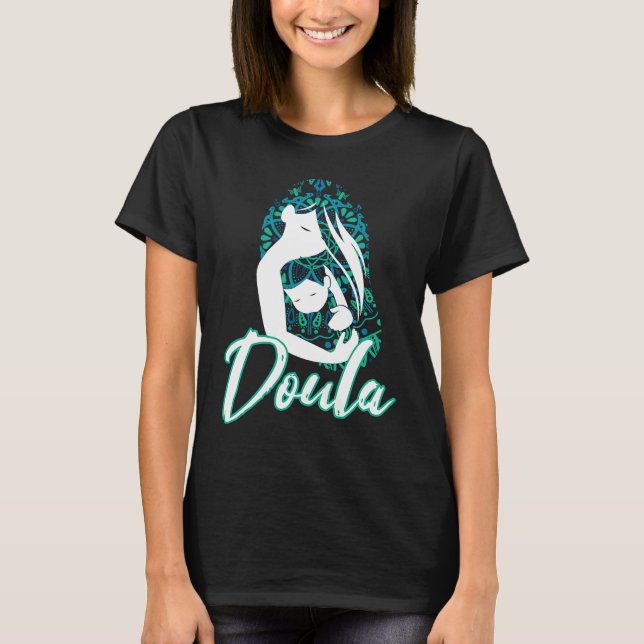 Doula Flower Floral Birth Coach T Shirt (Framsida)