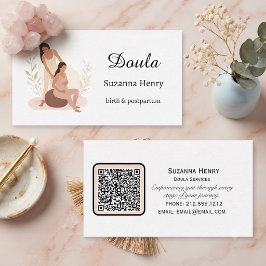 Doula Förlossning Postpartum Rosa Blommig Gravidit Visitkort