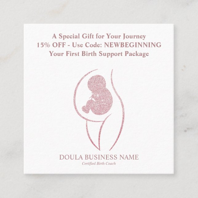 Doula Graviditet Minimalistisk Mor och Bebis Rabattkort (Framsida)