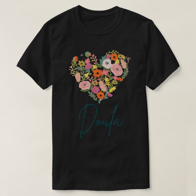 Doula Job Pride Best Doula Mors dag Blommigt Hea T Shirt (Design framsida)