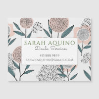Doula Magnetic Affärskort Peach Coral Blommigt