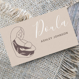 Doula Midfru Birth Coach Boho Neutralt Pastel Baby Visitkort