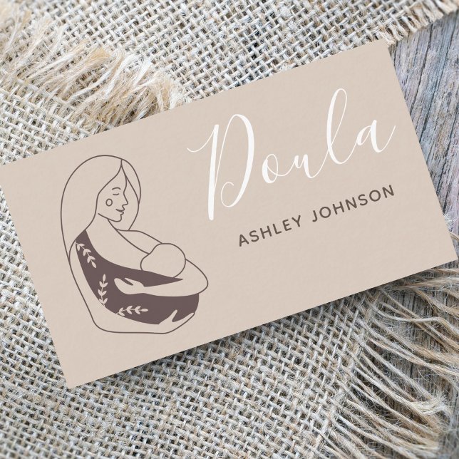Doula Midfru Birth Coach Boho Neutralt Pastel Baby Visitkort (Skapare uppladdad)