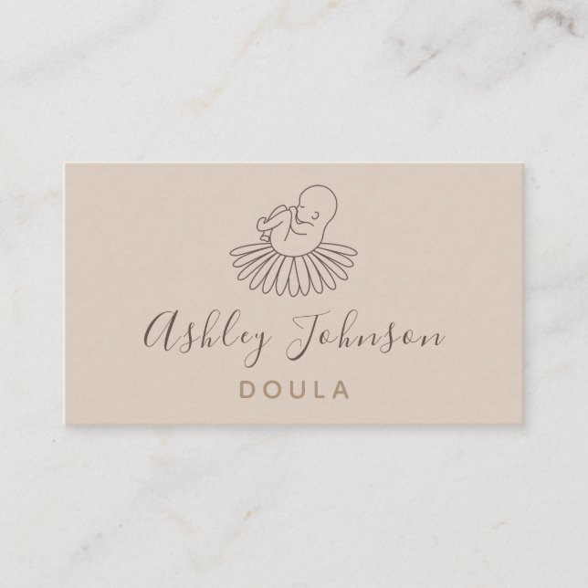 Doula Midfru Birth Coach Elegant Boho Blommigt Bab Visitkort (Framsida)