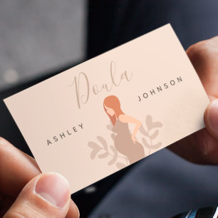 Doula Midfru Birth Coach Neutralt Pastel Gravid Visitkort