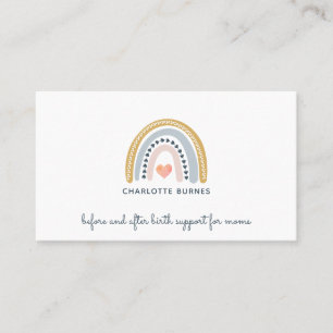 Doula Midfru Birth Coach Watercolor Rainbow Visitkort