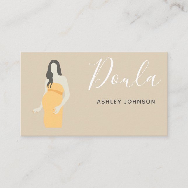 Doula Midfru Pgraant Woman Illustration Beige Visitkort (Framsida)