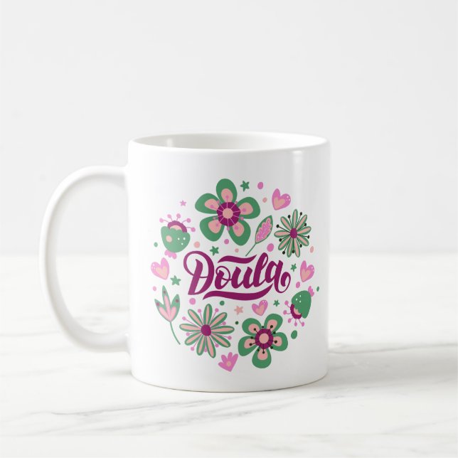 Doula Mugg med Blommigt Design (Vänster)