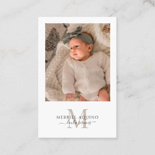 Doula Services Baby Photo Monogram Visitkort (Framsida)