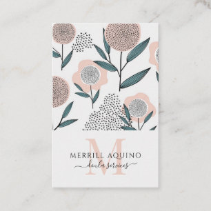 Doula Services Monogram Hand plockade Blommigt Visitkort