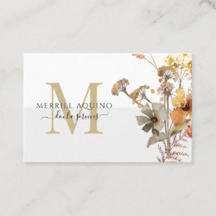 Doula Services Monogram Watercolor Wildblommor Visitkort