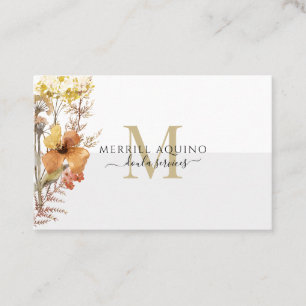 Doula Services Monogram Watercolor Wildblommor Visitkort