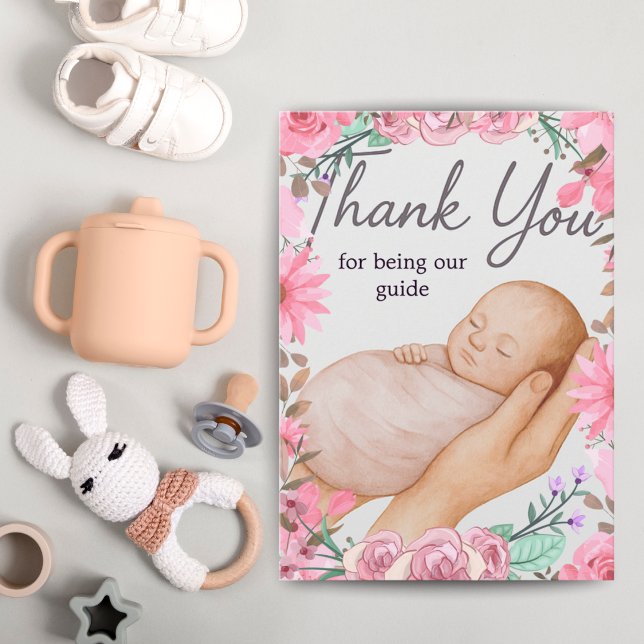 Doula Tacksamhetskort | Laborstödgåva Rosa Tack Kort (Skapare uppladdad)