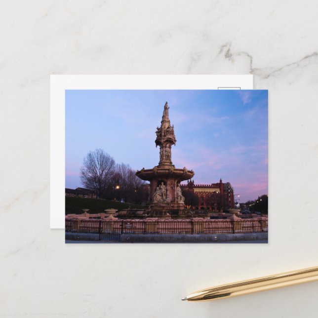 Doulton Fontän, Glasgow-vykort Vykort (Fram/Back In Situ)