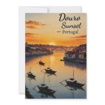 Douro Solnedgång Portugal Resa Konst Inbjudan – Po