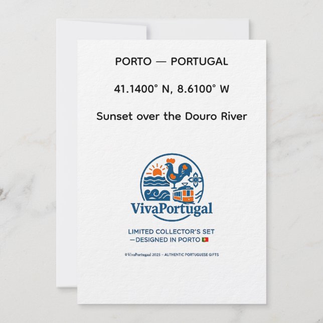 Douro Sunset Portugal Travel Art Invitation – Port Inbjudningar (Baksida)