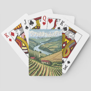 Douro Valley Portugal Travel Art Vintage Casinokort