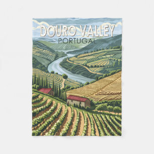 Douro Valley Portugal Travel Art Vintage Fleecefilt
