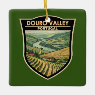 Douro Valley Portugal Travel Art Vintage Julgransprydnad Keramik