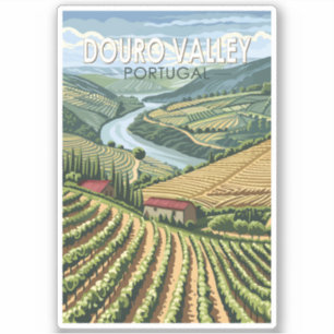 Douro Valley Portugal Travel Art Vintage Klistermärken