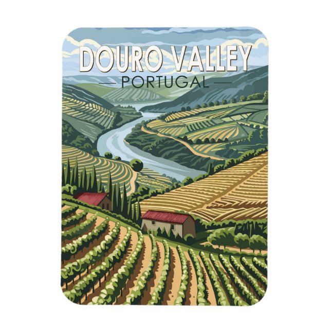 Douro Valley Portugal Travel Art Vintage Magnet (Vertikal)