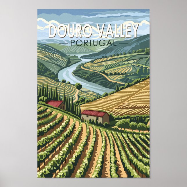 Douro Valley Portugal Travel Art Vintage Poster (Framsidan)