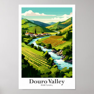 Douro Valley Portugal Vintage resor Porträtt Poster