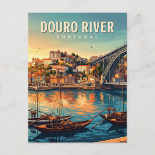 Dourofloden Porto Strandpromenad Portugal Vykort