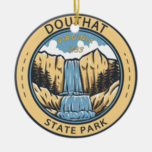 Douthat State Park Virginia Badge Julgransprydnad Keramik