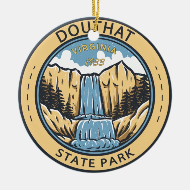 Douthat State Park Virginia Badge Julgransprydnad Keramik (Framsidan)